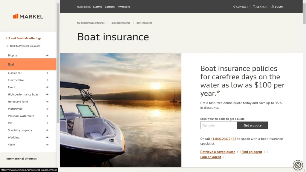 Pontoon Fishing Lovers Insurance company Markel